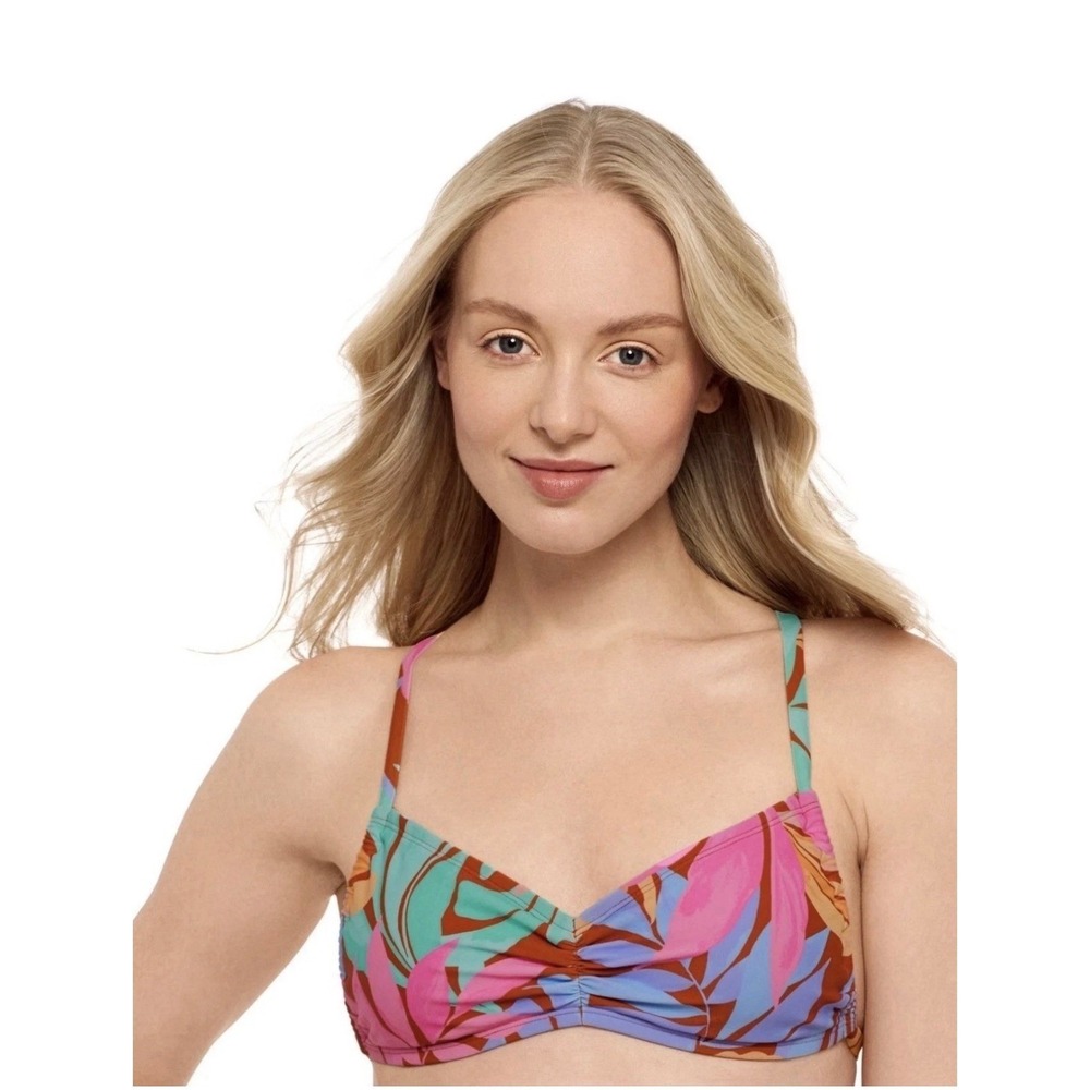 Salt + Cove Sweetheart Bralette Size M Multicolor NEW Tropical Leaf Bikini Top